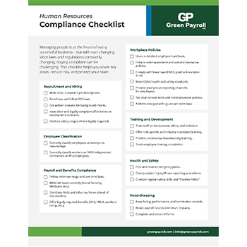 preview image of Green Payroll's "HR Compliance Checklist" downloadable guide