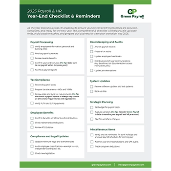 preview image of Green Payroll's 2025 Year-End Payroll & HR Checklist